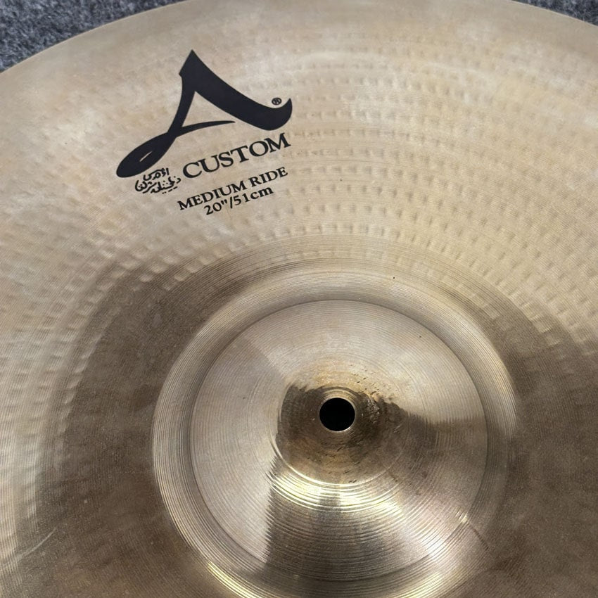Used Zildjian A Custom Medium Ride Cymbal 20" - Very Good - Drum Center Of Portsmouth