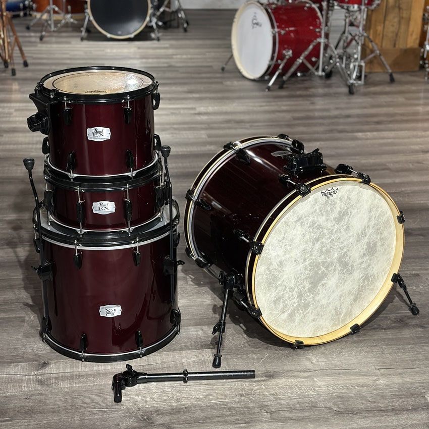 Used Pearl Export Series 4pc Drum Set Cranberry Red - Fair - Drum Center Of Portsmouth