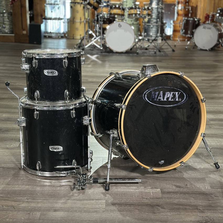 Used Mapex Venus 3pc Drum Set Black Wrap - Fair - Drum Center Of Portsmouth