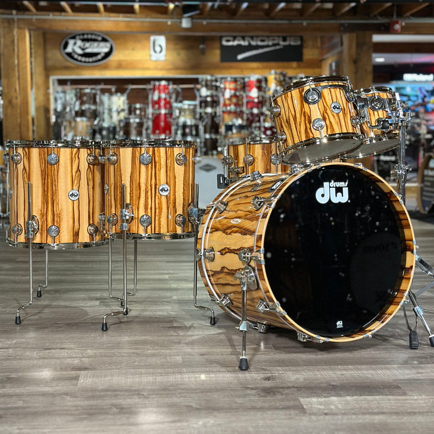 DW Collectors Cherry/Mahogany 6pc Drum Set Exotic Chechen w/Nickel Hw - Drum Center Of Portsmouth