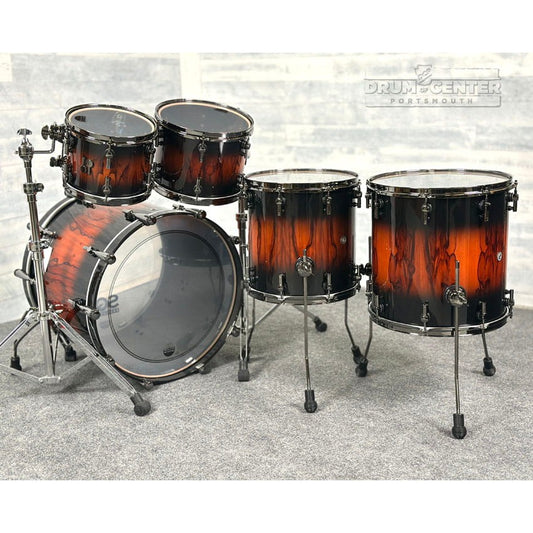 Sonor SQ2 Beech 5pc Drum Set Black to Red Burst over African Marble Gloss - Drum Center Of Portsmouth