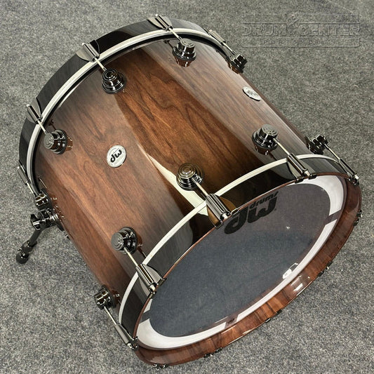 DW Collectors Pure Walnut 6pc Drum Set Natural to Quick Ebony Burst - Drum Center Of Portsmouth