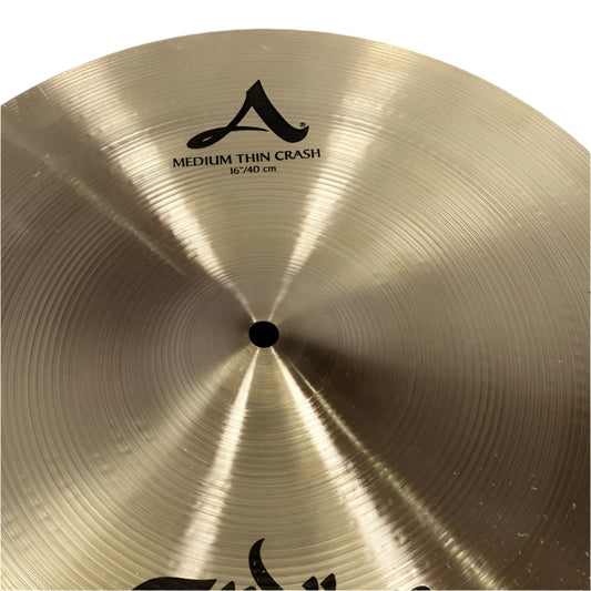 Used Zildjian A Medium Thin Crash Cymbal 16" - Very Good - Drum Center Of Portsmouth