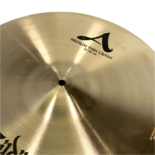 Used Zildjian A Medium Thin Crash Cymbal 18" - Very Good - Drum Center Of Portsmouth