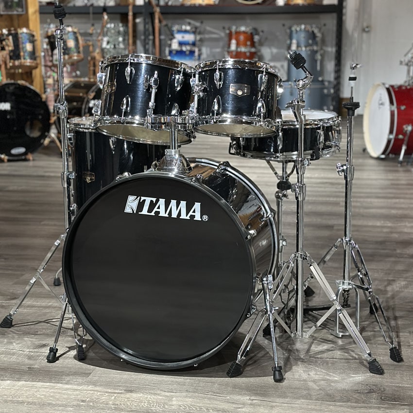 Used Tama Imperialstar 5pc Drum Set Hairline Black w/Hardware - Good - Drum Center Of Portsmouth