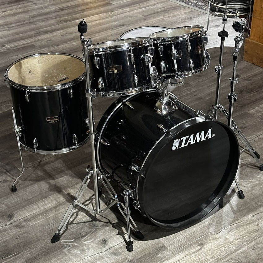 Used Tama Imperialstar 5pc Drum Set Hairline Black w/Hardware - Good - Drum Center Of Portsmouth