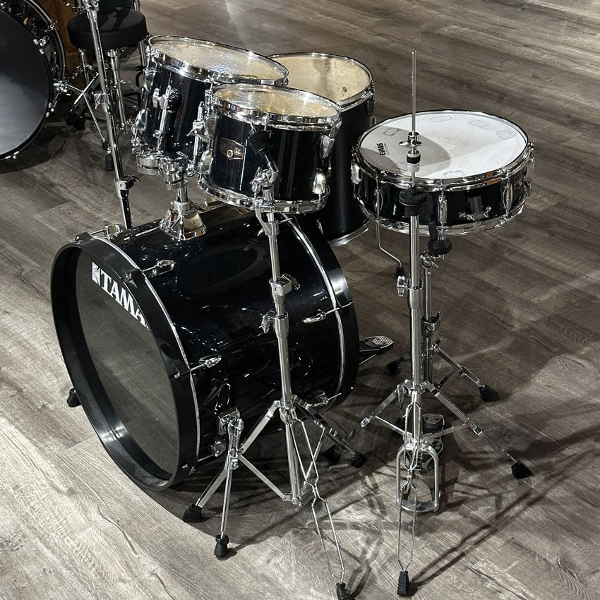 Used Tama Imperialstar 5pc Drum Set Hairline Black w/Hardware - Good - Drum Center Of Portsmouth