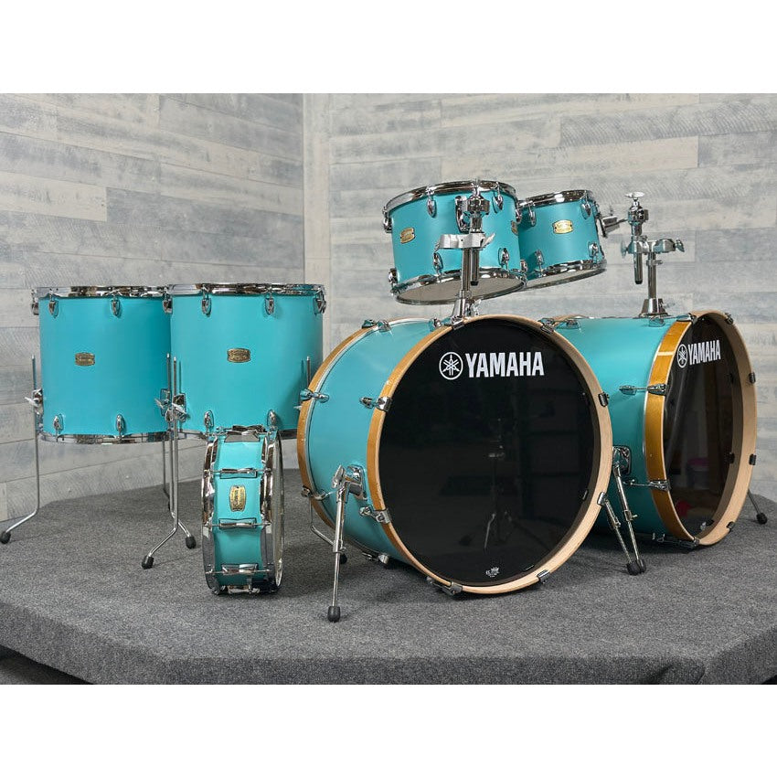 Yamaha Stage Custom Birch 7pc Drum Set (24" Double Bass) Matte Surf Green - Drum Center Of Portsmouth