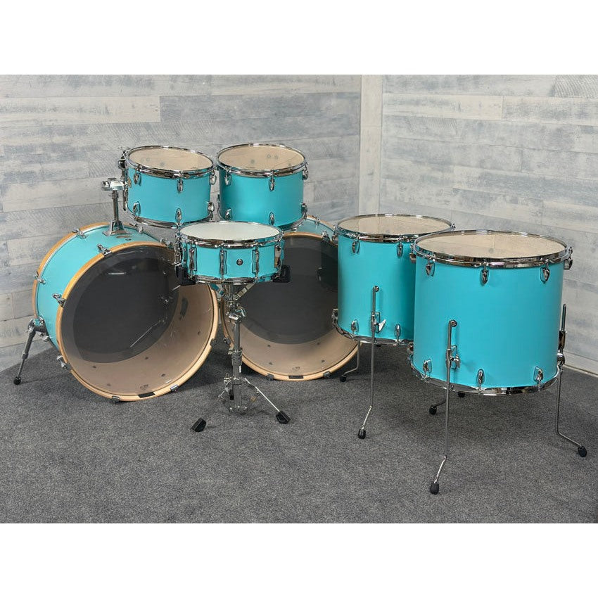 Yamaha Stage Custom Birch 7pc Drum Set (24" Double Bass) Matte Surf Green - Drum Center Of Portsmouth