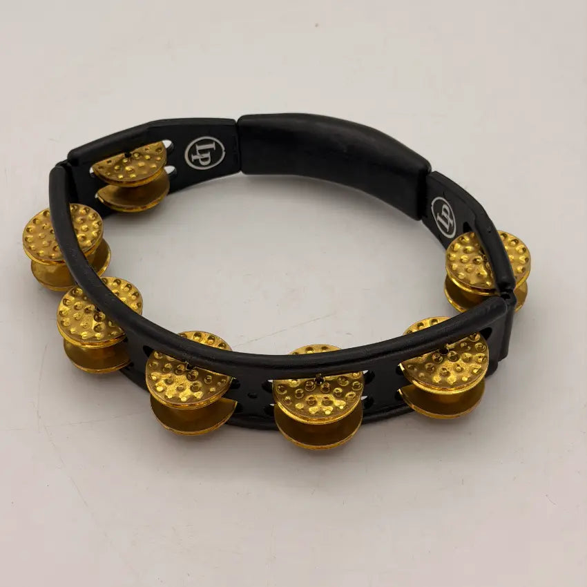 Used LP Cyclops Hand-Held Dimpled Jingle Tambourine Brass/Black - Very Good - Drum Center Of Portsmouth