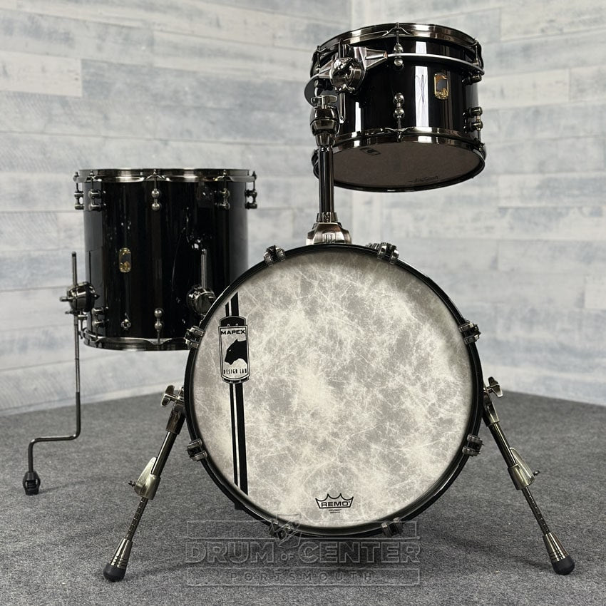 Mapex Black Panther Design Lab Cherry Bomb 3pc Drum Set Piano Black - Drum Center Of Portsmouth