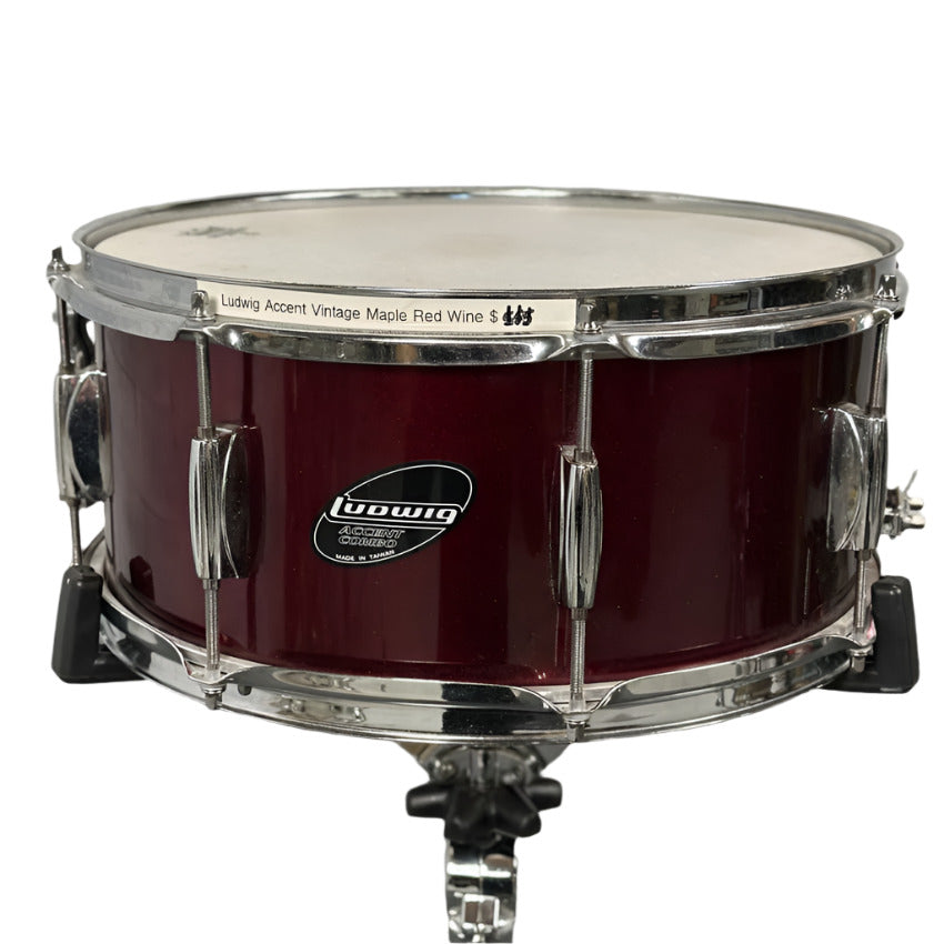 Used Ludwig Accent CS Snare Drum 14x6.5 Cranberry Red - Good - Drum Center Of Portsmouth
