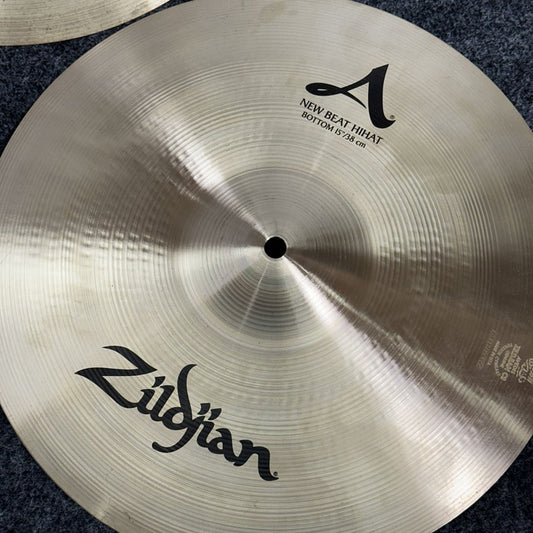 Used Zildjian A New Beat Hi Hat Cymbals 15" - Very Good - Drum Center Of Portsmouth