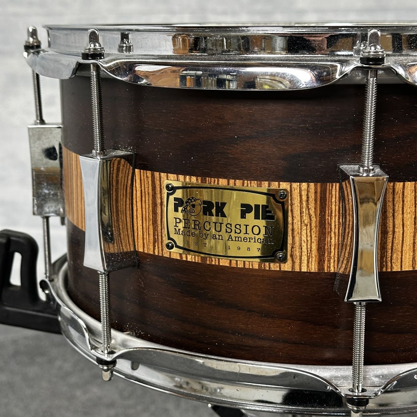 Used Pork Pie Exotic Rosewood Zebrawood Snare Drum 13x7 - Good - Drum Center Of Portsmouth