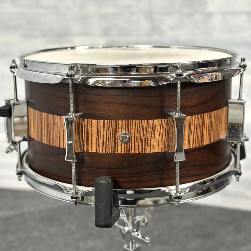 Used Pork Pie Exotic Rosewood Zebrawood Snare Drum 13x7 - Good - Drum Center Of Portsmouth