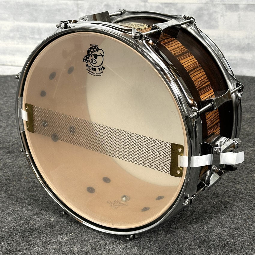 Used Pork Pie Exotic Rosewood Zebrawood Snare Drum 13x7 - Good - Drum Center Of Portsmouth
