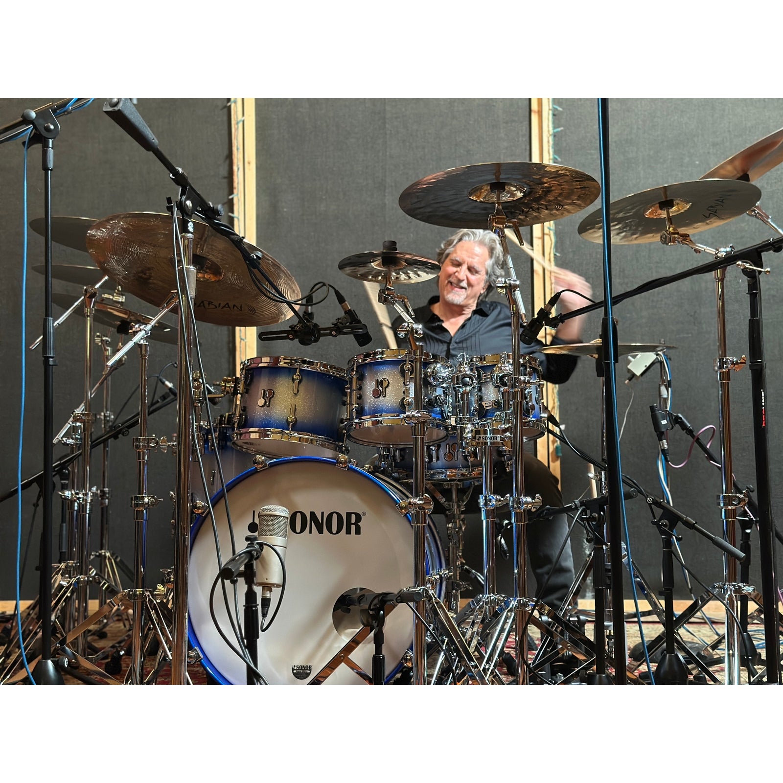 Sonor SQ2 Beech 7pc Drum Set Blue Silver Sparkle Burst Gloss - Drum Center Of Portsmouth