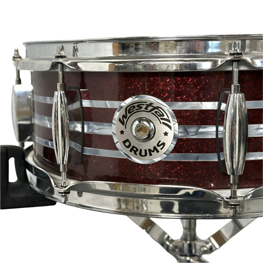 Used Westfall Drums Snare Drum 14x5.5 Custom Pearl/Sparkle Wrap - Good - Drum Center Of Portsmouth
