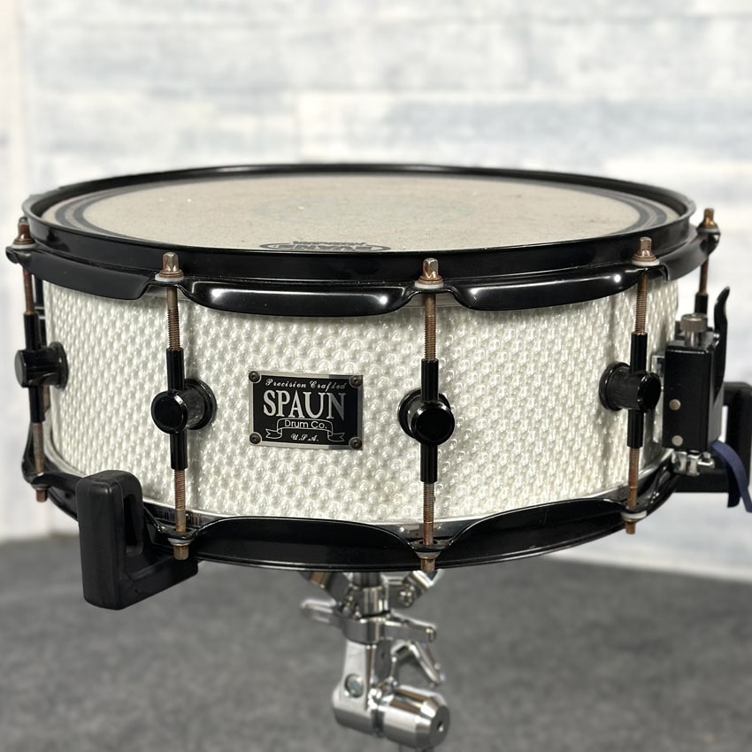 Used Spaun Snare Drum 14x6 White Holographic - Good - Drum Center Of Portsmouth