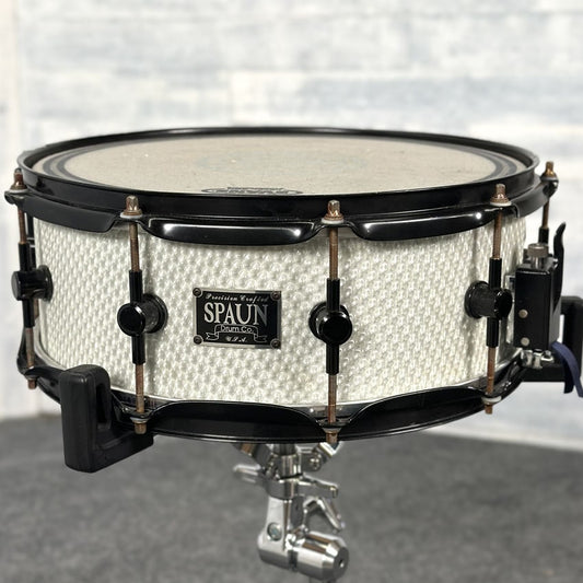 Used Spaun Snare Drum 14x6 White Holographic - Good - Drum Center Of Portsmouth