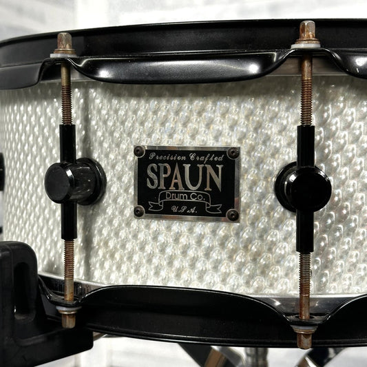 Used Spaun Snare Drum 14x6 White Holographic - Good - Drum Center Of Portsmouth