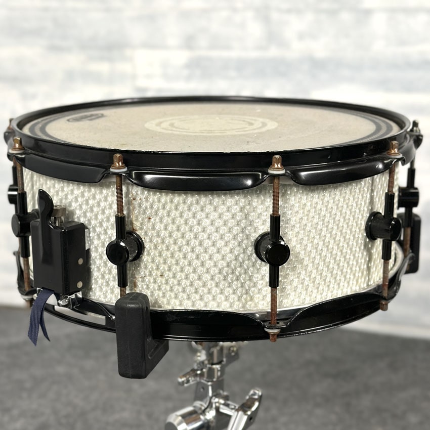 Used Spaun Snare Drum 14x6 White Holographic - Good - Drum Center Of Portsmouth