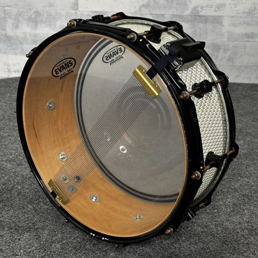 Used Spaun Snare Drum 14x6 White Holographic - Good - Drum Center Of Portsmouth