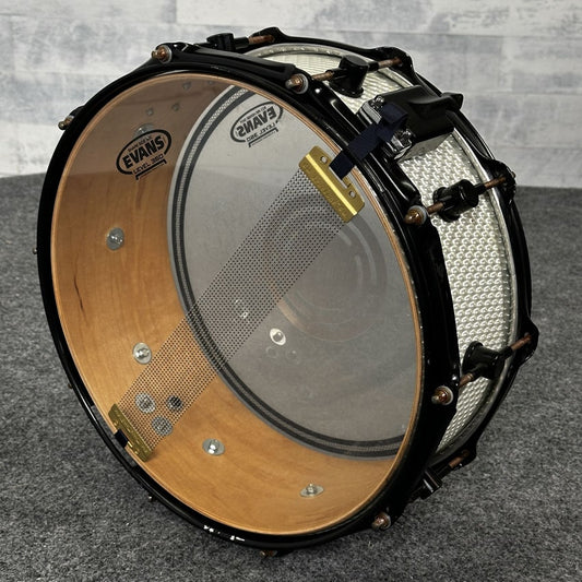 Used Spaun Snare Drum 14x6 White Holographic - Good - Drum Center Of Portsmouth