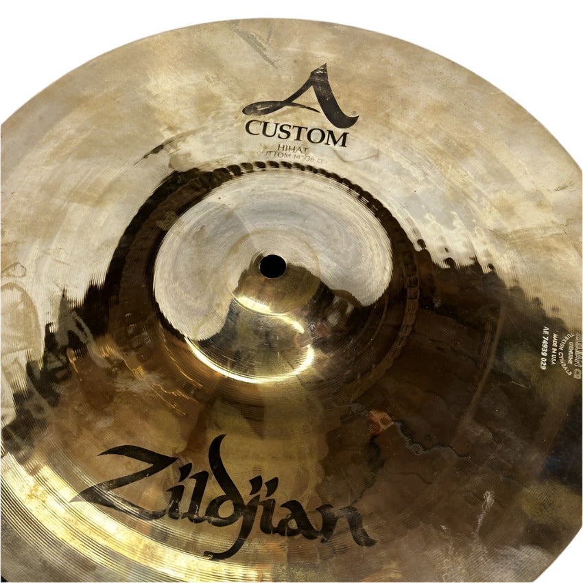 Used Zildjian A Custom Hi Hat Cymbals 14" - Fair - Drum Center Of Portsmouth