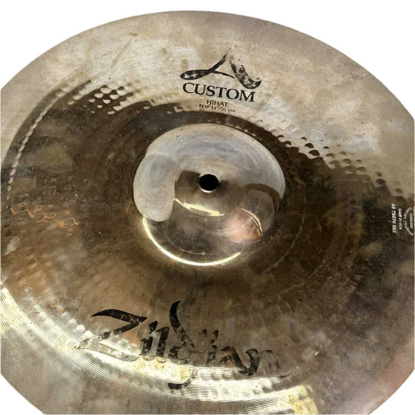 Used Zildjian A Custom Hi Hat Cymbals 14" - Fair - Drum Center Of Portsmouth