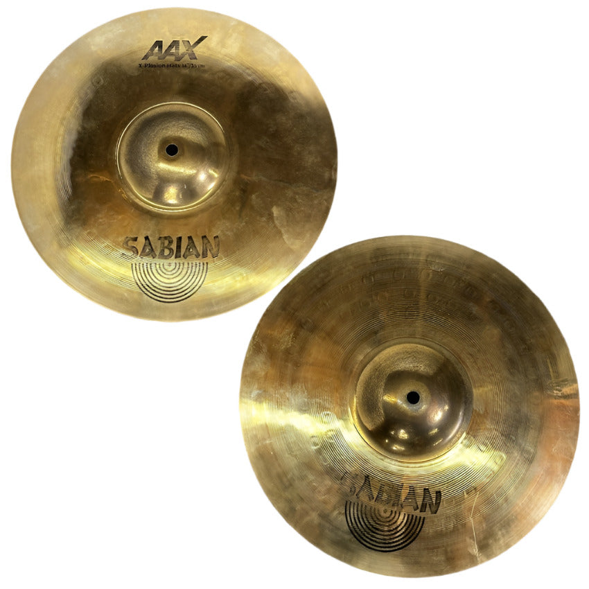 Used Sabian AAX X-Plosion Hi Hat Cymbals 14" Brilliant - Very Good - Drum Center Of Portsmouth