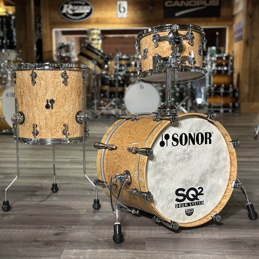 Used Sonor SQ2 3pc Thin Maple Drum Set Scandinavian Birch High Gloss - Excellent - Drum Center Of Portsmouth