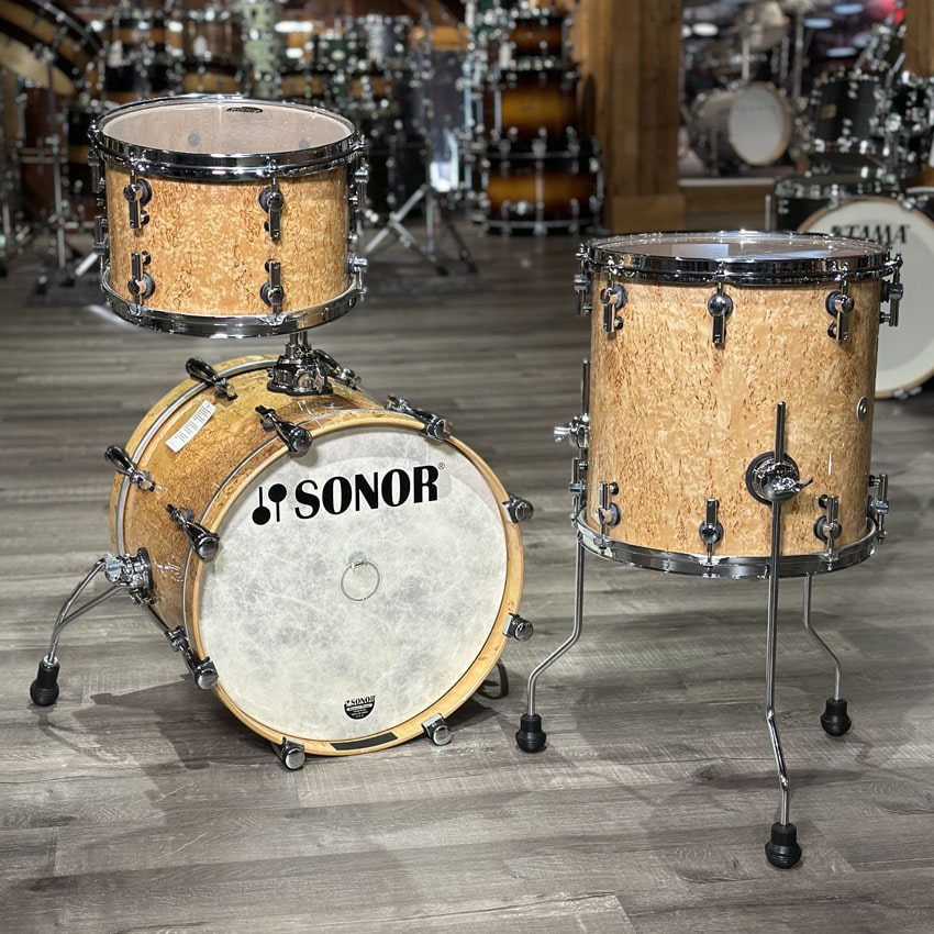 Used Sonor SQ2 3pc Thin Maple Drum Set Scandinavian Birch High Gloss - Very Good - Drum Center Of Portsmouth