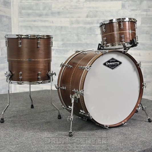 Craviotto Custom Shop Walnut 3pc Drum Set #1133 - Drum Center Of Portsmouth