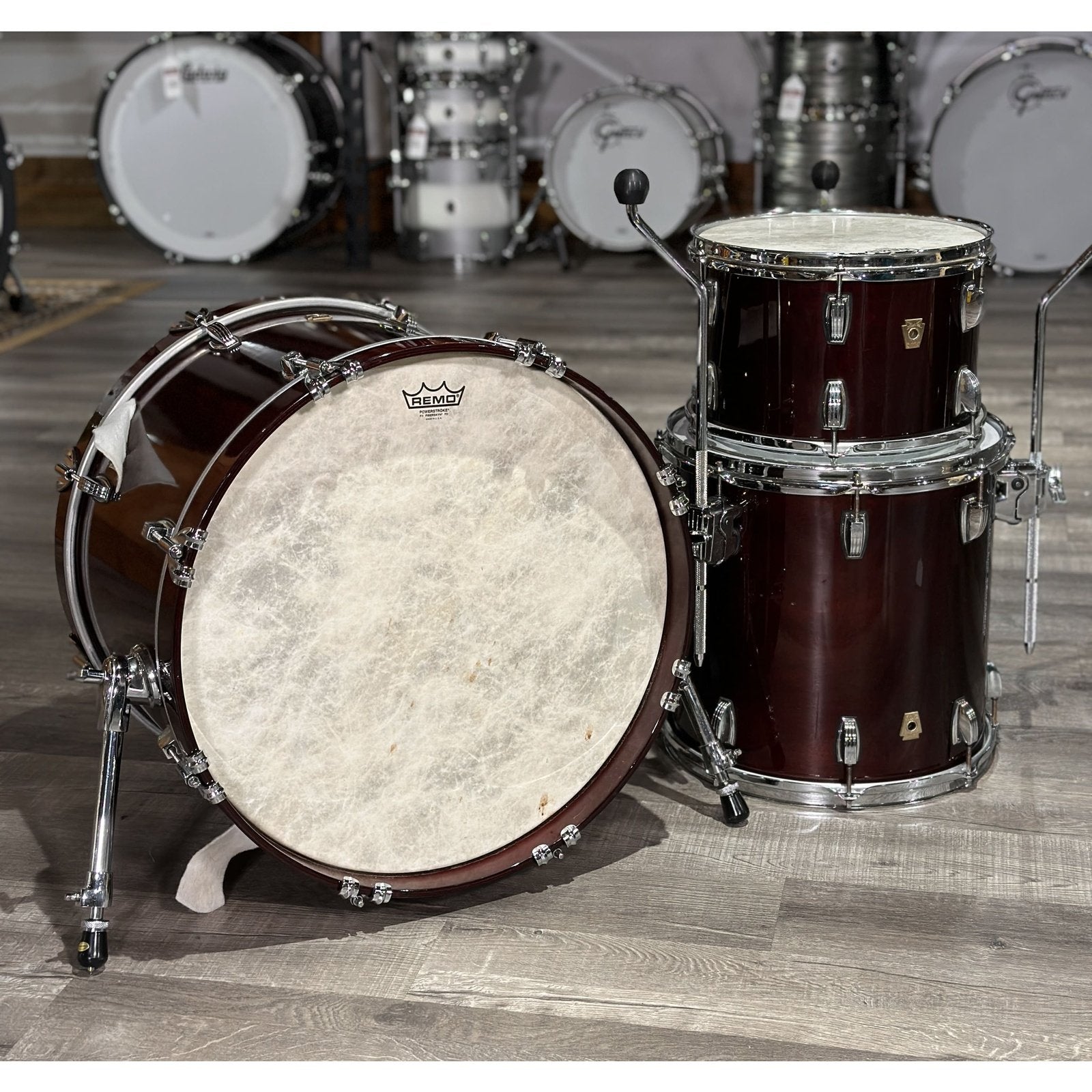 Used Ludwig Classic Maple 3pc Drumset Cherry Stain