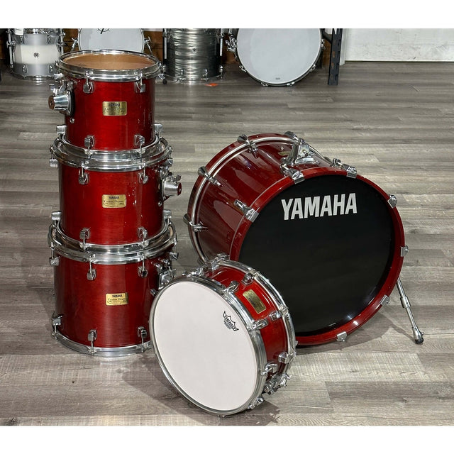 Used Yamaha Maple Custom 5pc Drum Set Red Lacquer