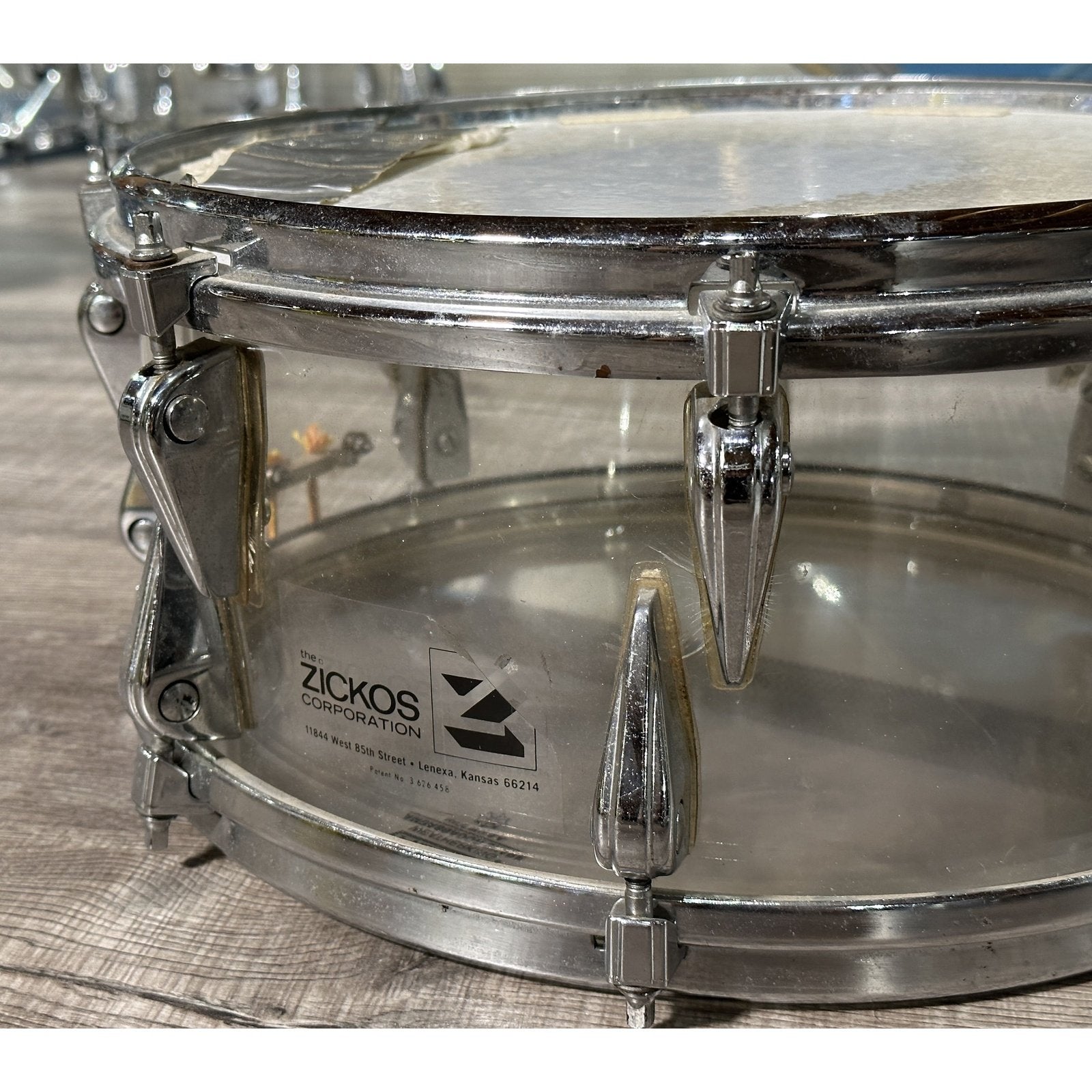 Used Vintage Zickos Acrylic 7pc Drum Set Clear