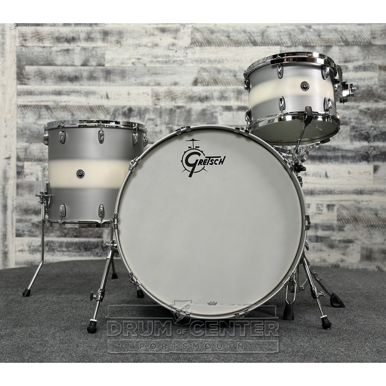 Gretsch Brooklyn 3pc Rock Drum Set Silver Mist Duco