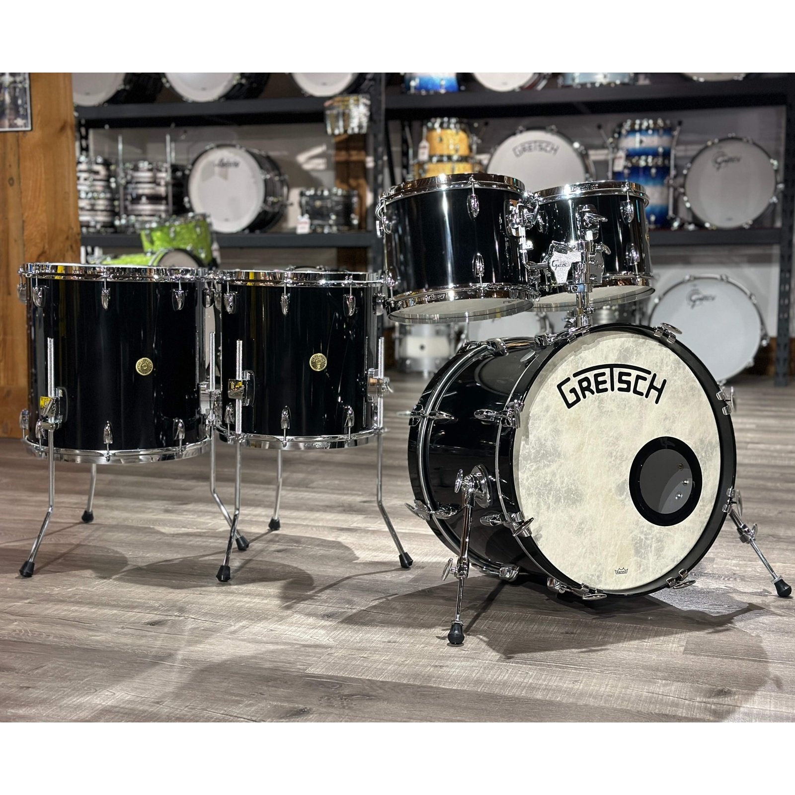 Used Gretsch Broadkaster 5pc Drum Set Piano Black Gloss