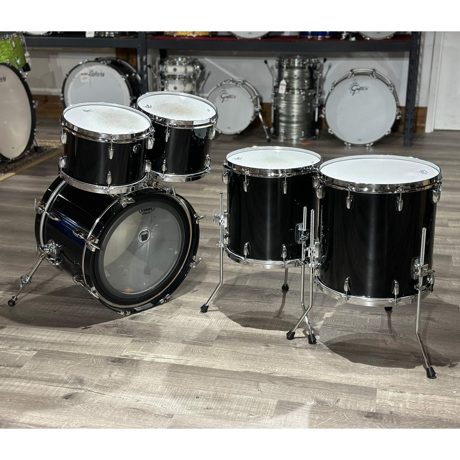 Used Gretsch Broadkaster 5pc Drum Set Piano Black Gloss