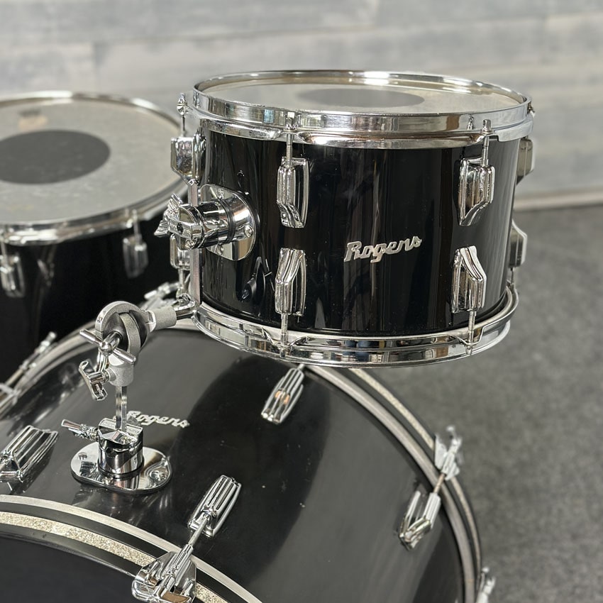 Used Vintage Rogers 3pc Drum Set Black Wrap - Good - Drum Center Of Portsmouth
