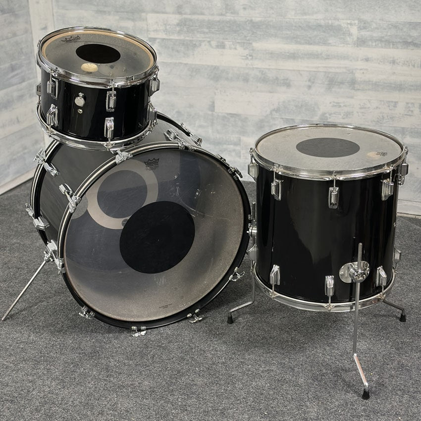 Used Vintage Rogers 3pc Drum Set Black Wrap - Good - Drum Center Of Portsmouth