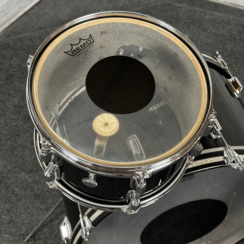 Used Vintage Rogers 3pc Drum Set Black Wrap - Good - Drum Center Of Portsmouth