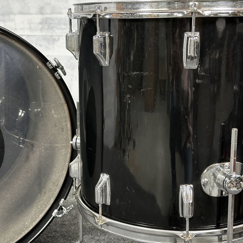Used Vintage Rogers 3pc Drum Set Black Wrap - Good - Drum Center Of Portsmouth