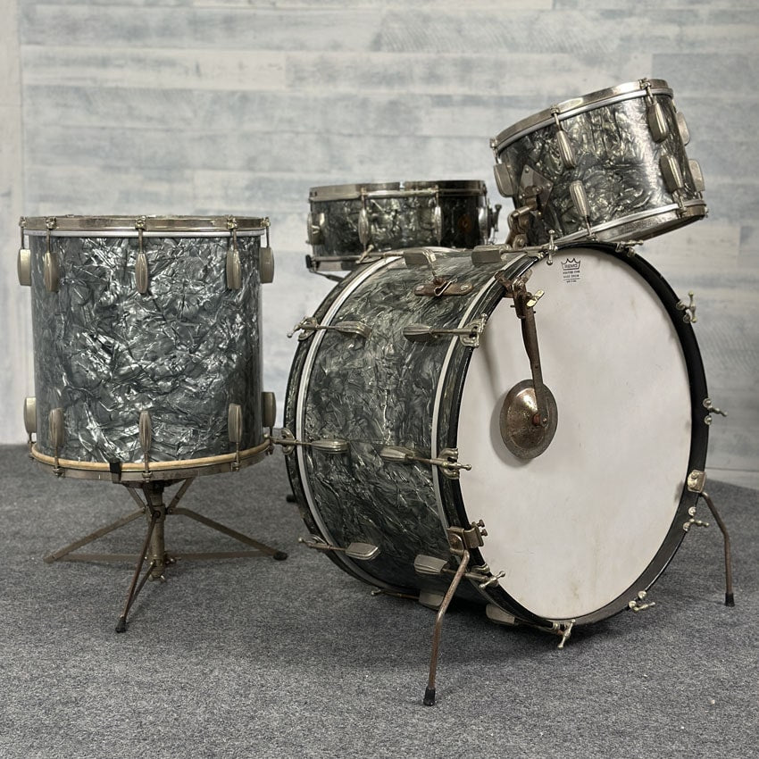 Used Vintage Slingerland Radio King 4pc Drum Set Black Diamond Pearl - Drum Center Of Portsmouth