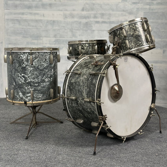 Used Vintage Slingerland Radio King 4pc Drum Set Black Diamond Pearl - Drum Center Of Portsmouth