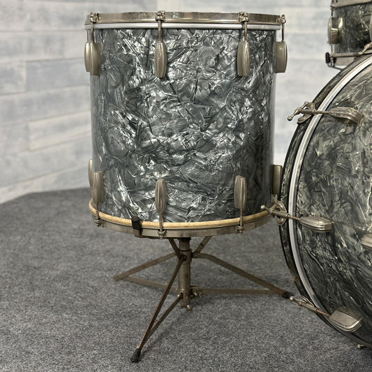 Used Vintage Slingerland Radio King 4pc Drum Set Black Diamond Pearl - Drum Center Of Portsmouth