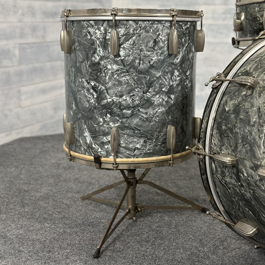 Used Vintage Slingerland Radio King 4pc Drum Set Black Diamond Pearl - Drum Center Of Portsmouth