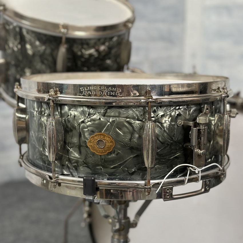 Used Vintage Slingerland Radio King 4pc Drum Set Black Diamond Pearl - Drum Center Of Portsmouth