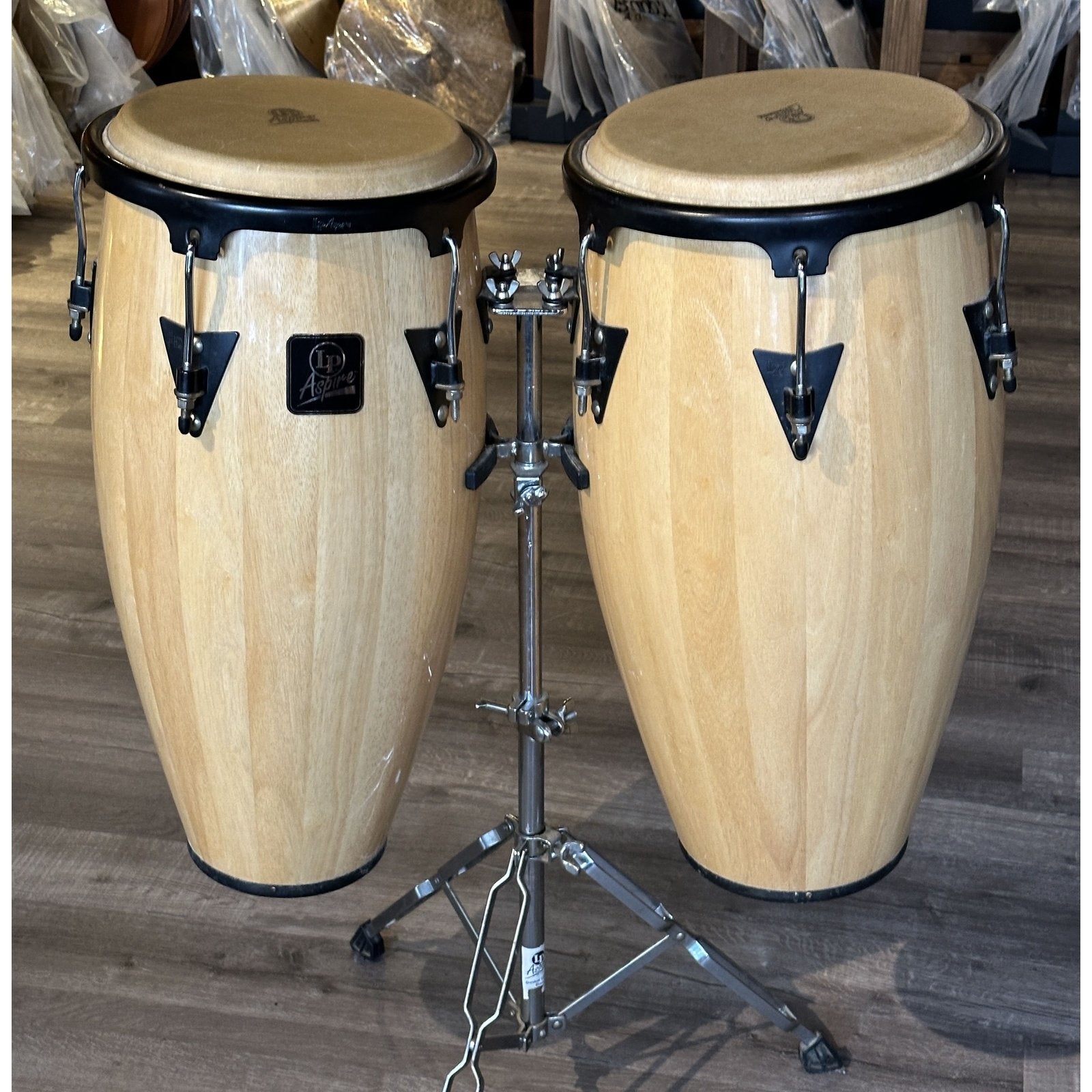 Used LP Aspire Wood Congas w/Stand - Drum Center Of Portsmouth